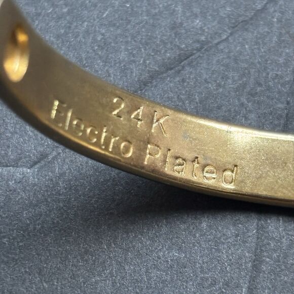 Set 2 Electroplated Cuff Bracelet Silver/Gold VTG 24K  2Tone S/M Strong Magnets - Picture 4 of 8